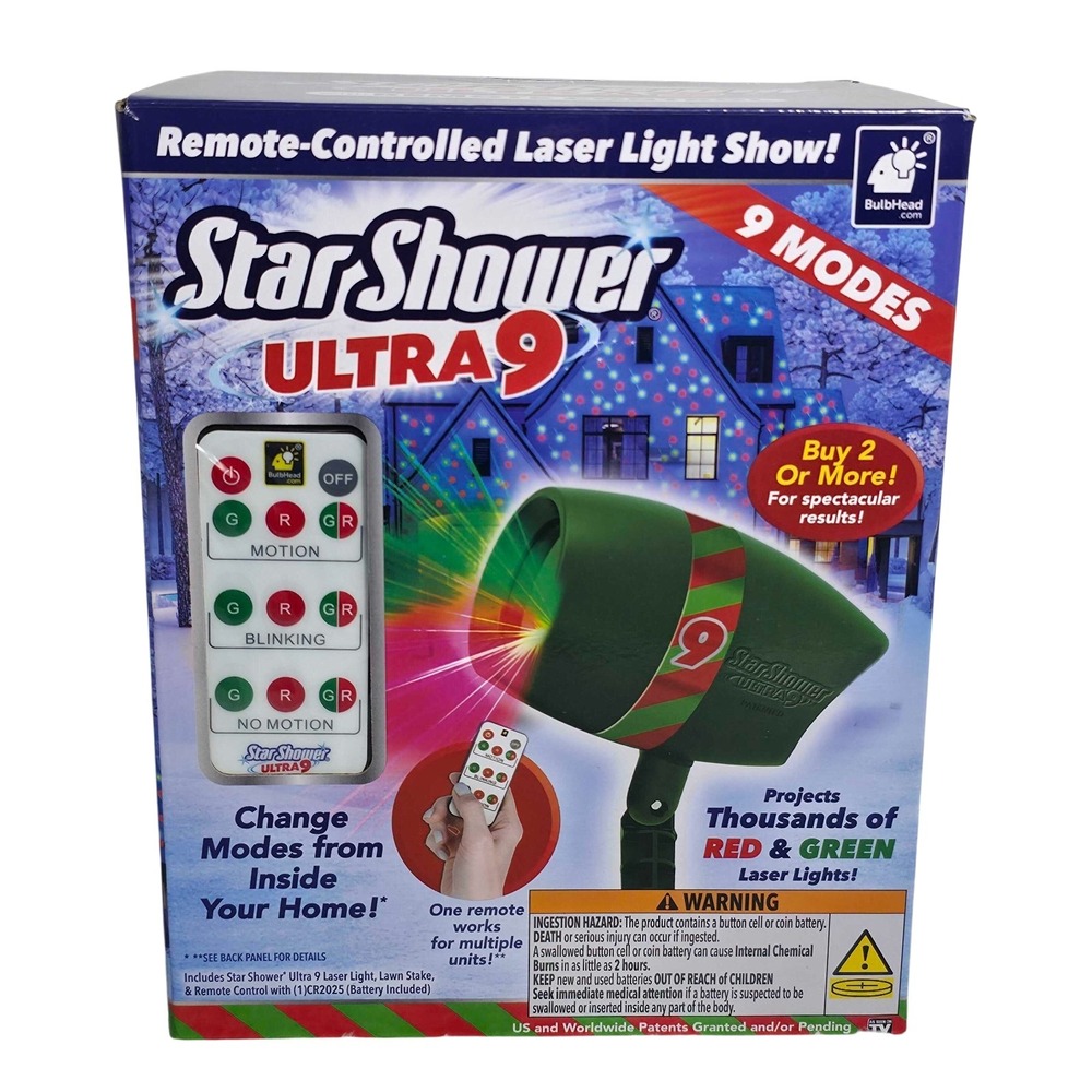 Star Shower Ultra 9 Laser Light Projector Christmas Remote Control 9 Modes NEW